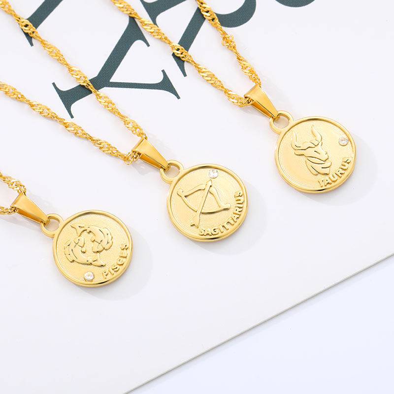 12 Constellation Coin Necklace