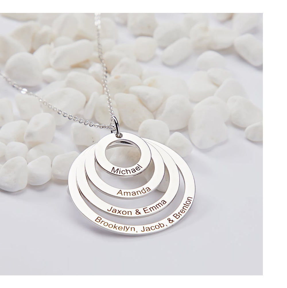 Personalized Family Names Circle Necklace