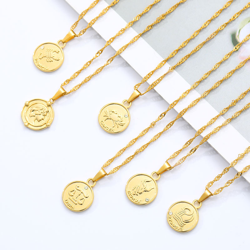 12 Constellation Coin Necklace