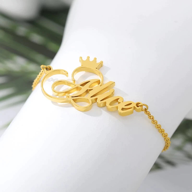14K Gold Personalized MRS Diamond Bracelet