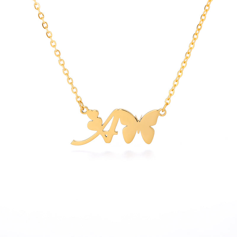 Letters Butterfly Necklace