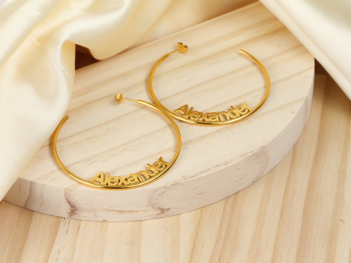 Personalized Name Hoop Earrings